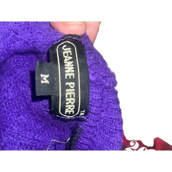Jeanne Pierre Purple  Long Sleeve Turtleneck Wool & Angora Cable Knit Sweater Si - Picture 9 of 9